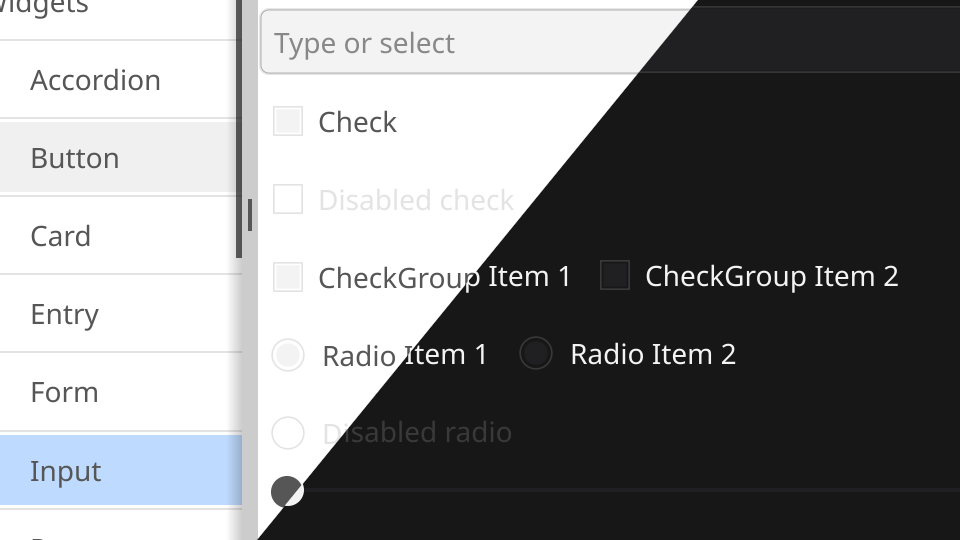 The System theme, shown split between its light and dark variants